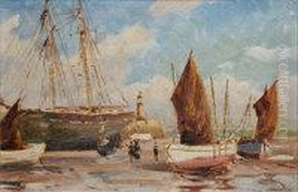 Fishing Boats Oil Painting by Arthur White