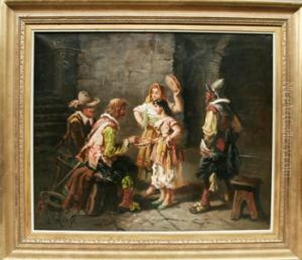 Cingaras Y Soldados Oil Painting by Charles Henry White