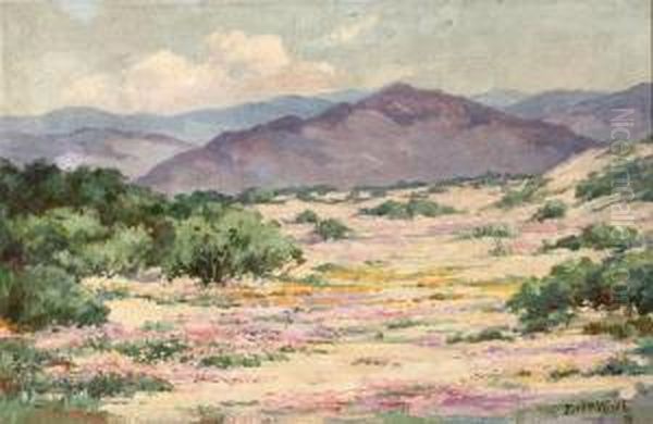 Blooming Desert Landscape Oil Painting by Edith White