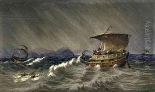 A Storm On The Ganges Oil Painting by Colonel George Francis White