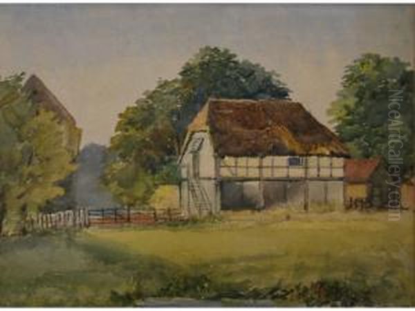 View Of A Barn Oil Painting by Colonel George Francis White