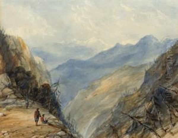 A Pass In The Himalaya Oil Painting by Colonel George Francis White