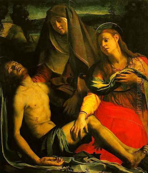 The Dead Christ with the Madonna and Mary Magdalen Oil Painting by Agnolo Bronzino