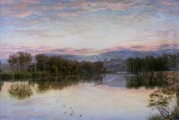 Mt. Lofty Range And Torrens Lake From Weir Bridge Oil Painting by John White