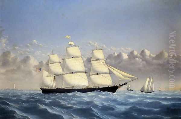 Clipper Ship 'Golden West' of Boston, Outward Bound Oil Painting by William Bradford