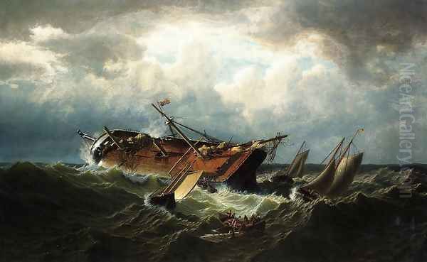 Shipwreck Off Nantucket (Wreck Off Nantucket After A Storm) Oil Painting by William Bradford