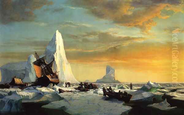 Whalers Trapped by Arctic Ice Oil Painting by William Bradford