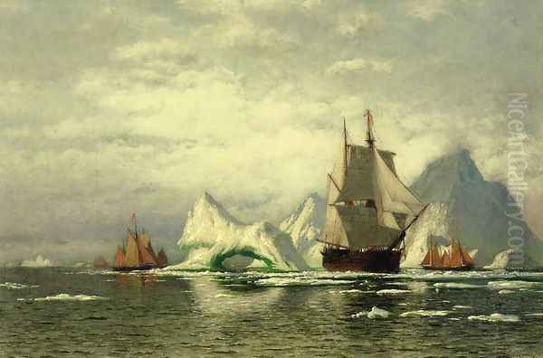 Arctic Whaler Homeward Bound Among The Icebergs Oil Painting by William Bradford