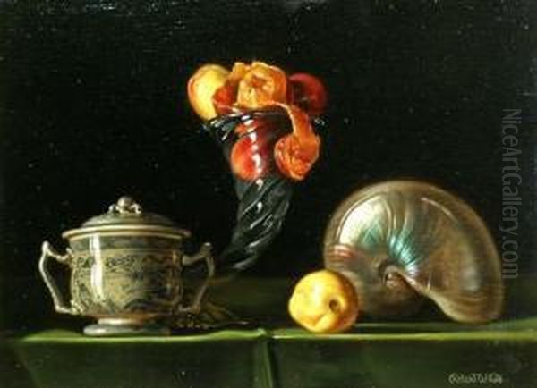 Still Life With A Shell And Fruit Oil Painting by Robert White