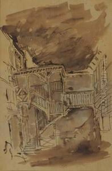 Staircase In The French Quarter Oil Painting by Stanford White