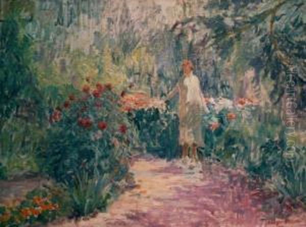 Garden Walk Oil Painting by Thomas Gilbert White