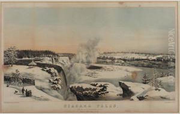 Niagara Falls, In The Winter Of 1855-56, From The New York Side (see Norton P. 108) Oil Painting by Edwin Whitefield