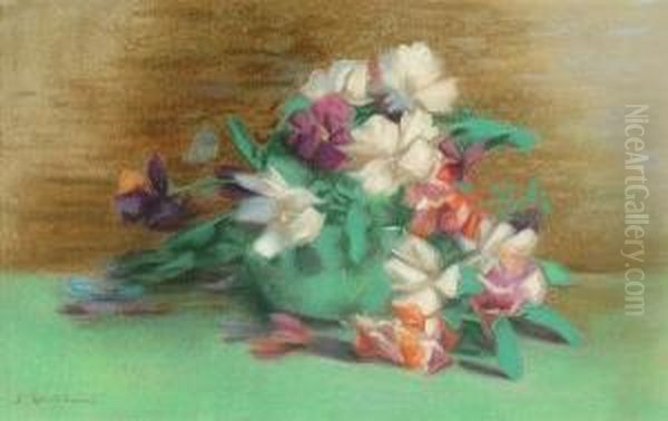 Still Life Of A Clementis Oil Painting by Elizabeth Whitehead