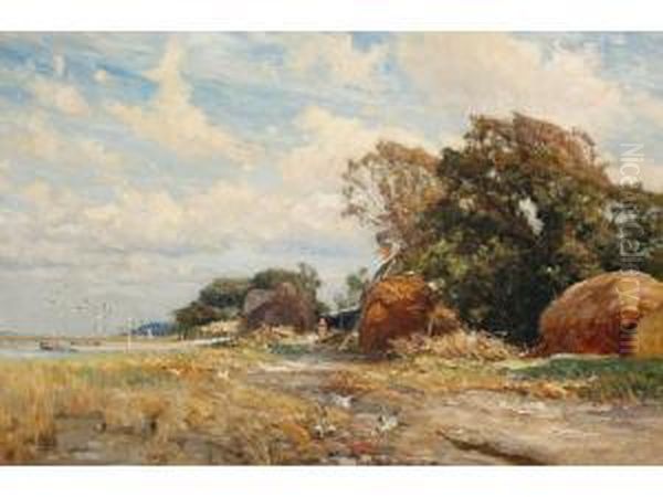 A Farm Near The Sea Oil Painting by Frederick William N. Whitehead