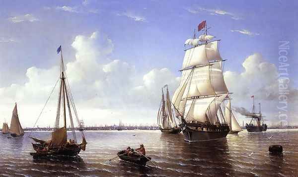 Boston Harbor Oil Painting by William Bradford