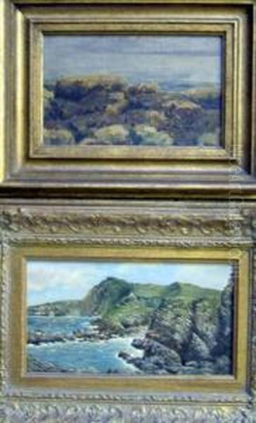 Whitely Oil On Board Filey Brigg, Signed, 5 X 8.25in And Another Scene Initialled J.h.r Oil Painting by John William Whiteley