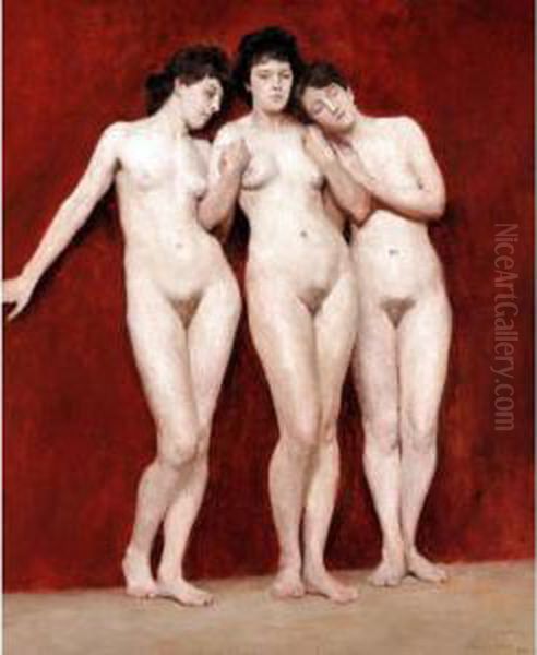 The Three Graces Oil Painting by John William Whiteley