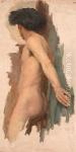 Three Quarter Length Study Of A Male Nude From Behind Oil Painting by John William Whiteley