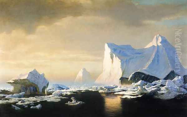 Icebergs In The Arctic Oil Painting by William Bradford