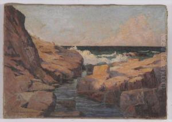 Rocky Shore Oil Painting by Frank Reed Whiteside