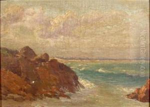 Seascape With Rocks Oil Painting by Frank Reed Whiteside