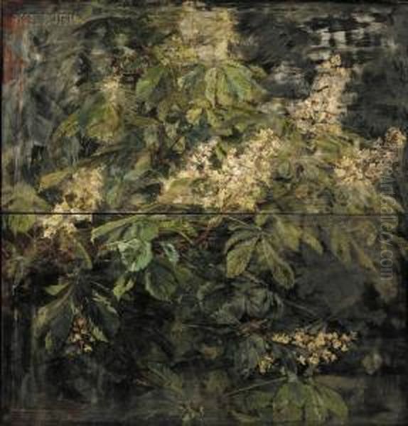 Chestnut In Bloom/a Diptych Oil Painting by Sarah Whitman