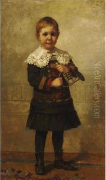 Portrait Of A Young Boy With French Horn Oil Painting by Sarah Whitman