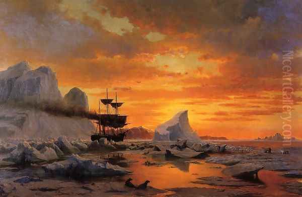 Ice Dwellers, Watching the Invaders Oil Painting by William Bradford