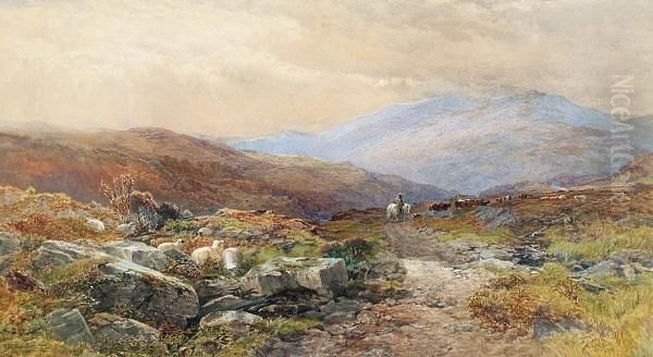 Old Drove Road Across The Moor Oil Painting by James William Whittaker