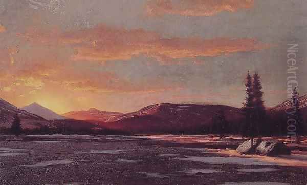 Winter Sunset Oil Painting by William Bradford