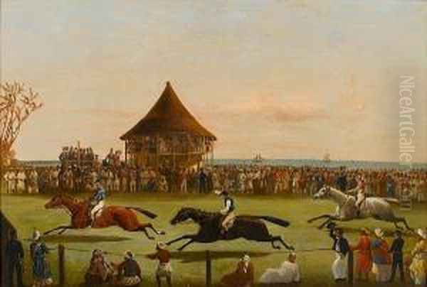 Flat Racing On The Indian Coast Oil Painting by C.H Whittenbury