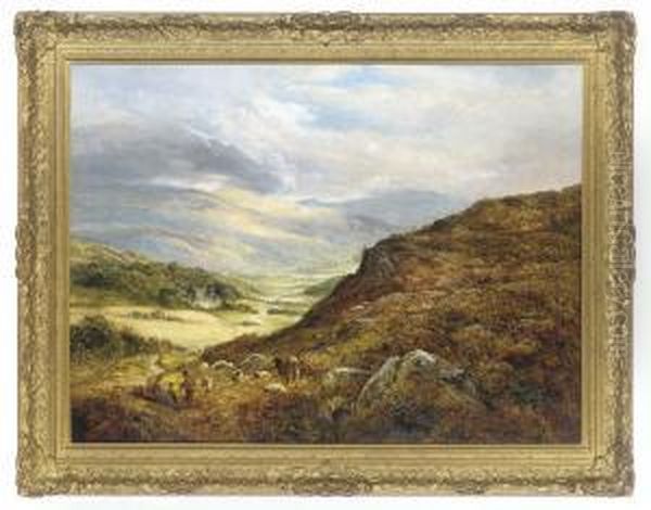 Welsh Hills Oil Painting by Thomas Ii Whittle