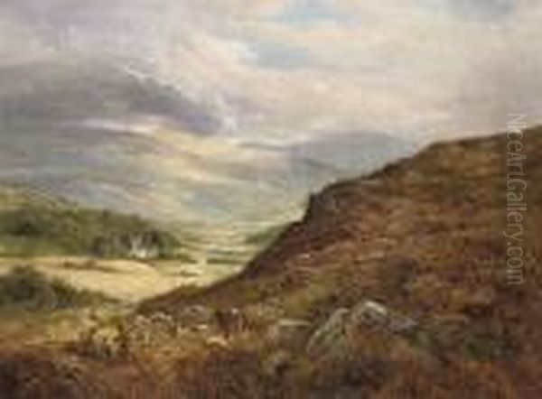 Welsh Hills Oil Painting by Thomas Ii Whittle