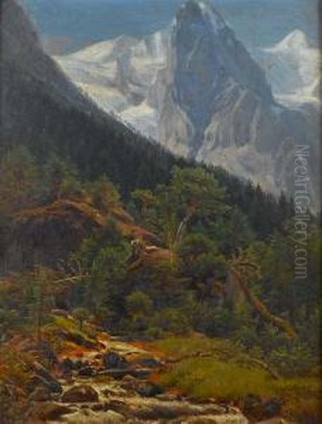 The Wellhorn And The Wetterhorn Oil Painting by Thomas Worthington Whittredge