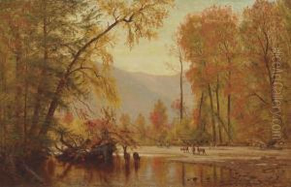 Autumn On The Delaware Oil Painting by Thomas Worthington Whittredge