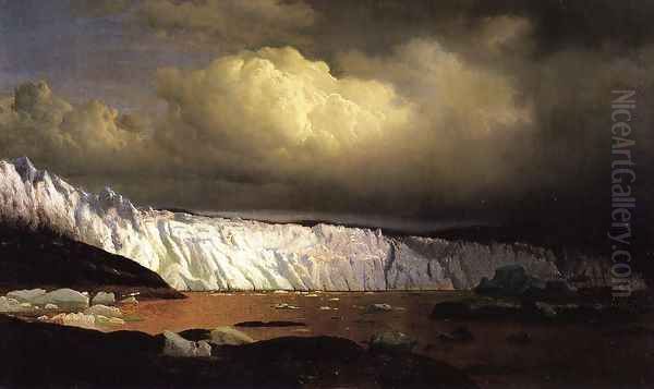 View of Sermitsialik Glacier Oil Painting by William Bradford