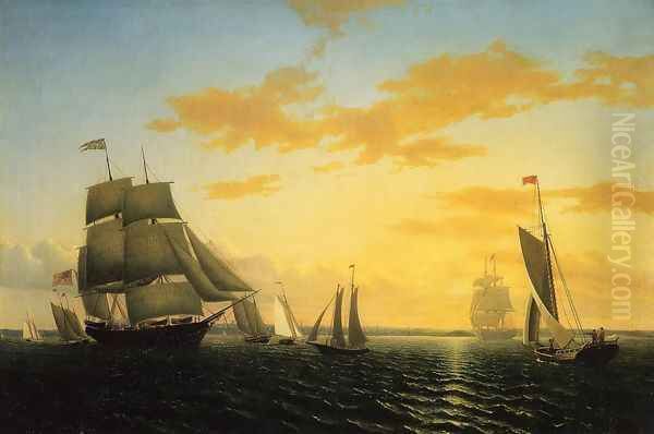 New Bedford Harbor at Sunset Oil Painting by William Bradford