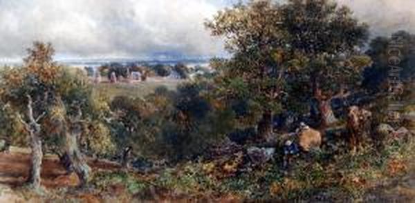 Pastoral English Landscape Oil Painting by Josiah Wood Whymper