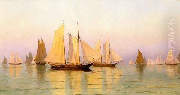 Sloops and Schooners at Evening Calm Oil Painting by William Bradford