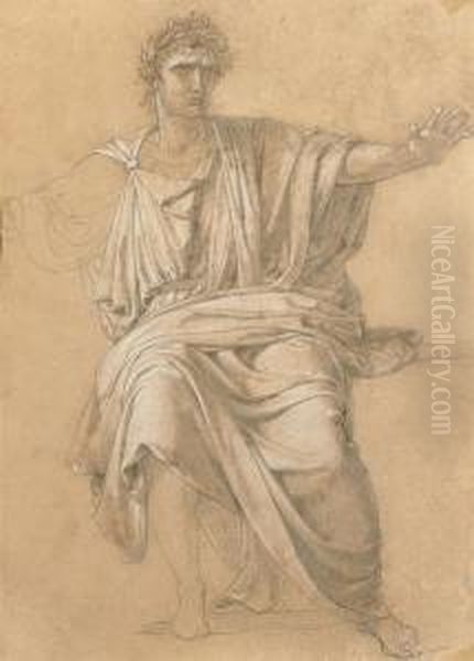 Drapery Study For The Figure Of Augustus In Virgil Reading The Aeneid To Augustus And Octavia Oil Painting by Jean-Baptiste Jos. Wicar