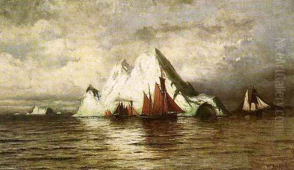 Fishing Boats and Icebergs Oil Painting by William Bradford