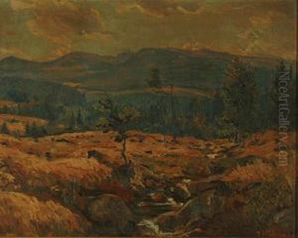 Karkonosze, Widok Jesienny Na Sniezke Oil Painting by Georg Wichmann