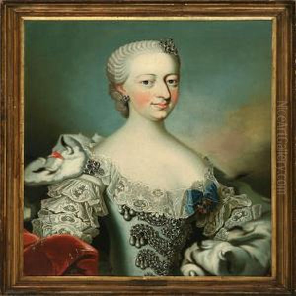 Portrait Of Queen Juliane Marie Of Denmark Oil Painting by Peder Wichmann