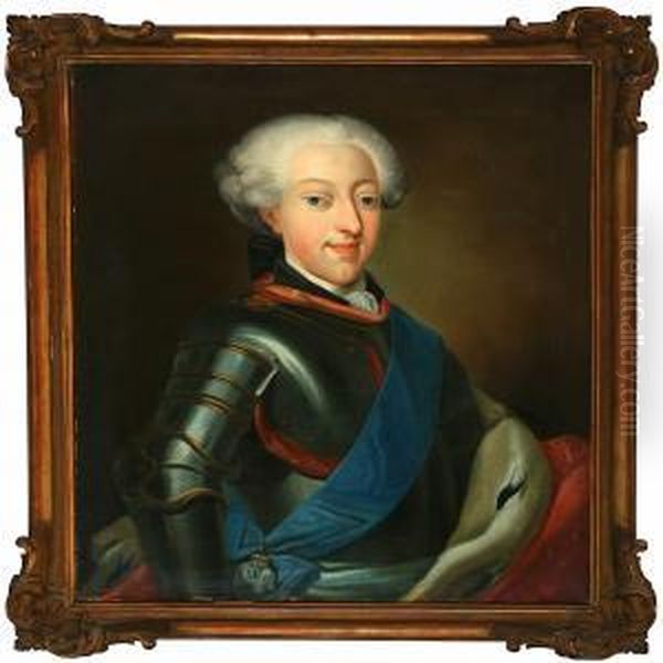 Portrait Of King Christian Vii Of Denmark Oil Painting by Peder Wichmann