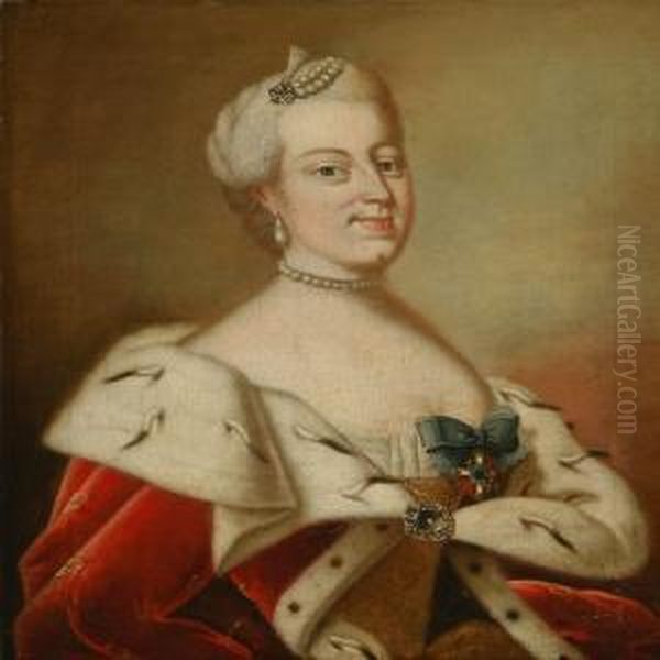 Portrait Of Queenlouise Of Denmark Oil Painting by Peter Wichmann