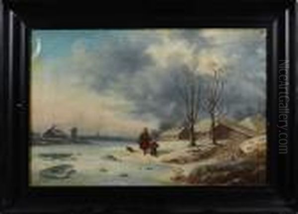 Per 
Familj I Vinterlandskap Oil Painting by Per Wickenberg