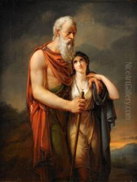 Oedipus Och Antigone Oil Painting by Per Wickenberg