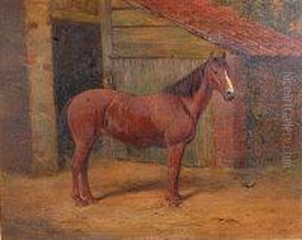 Portrait Of A Bay Horse Oil Painting by Richard Dodd Widdas