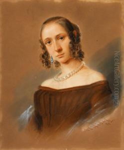 Portrait Einer Jungen Dame. 1842 Oil Painting by Wilhelm Wider