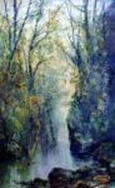 Woodland Pool Oil Painting by William Widgery